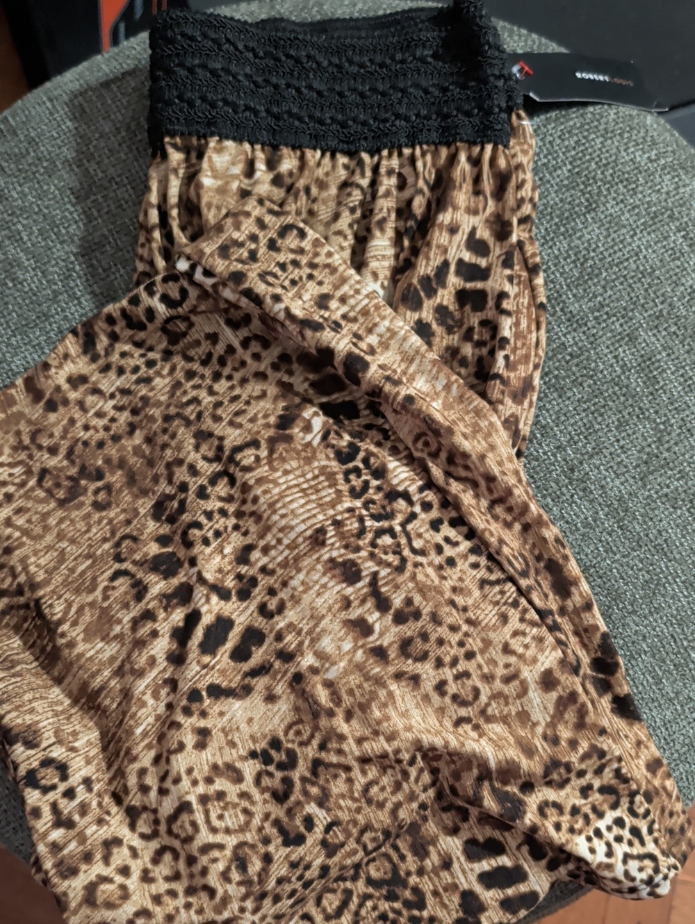 Women’s Leopard Print Lounge Pants with Black Smocked Waistband